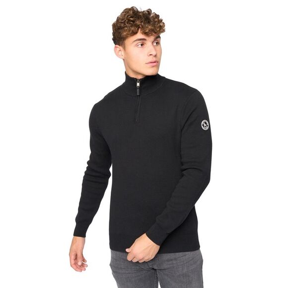 Bewley & Ritch Mens Kempsford Knitted Funnel Neck Sweater / Black